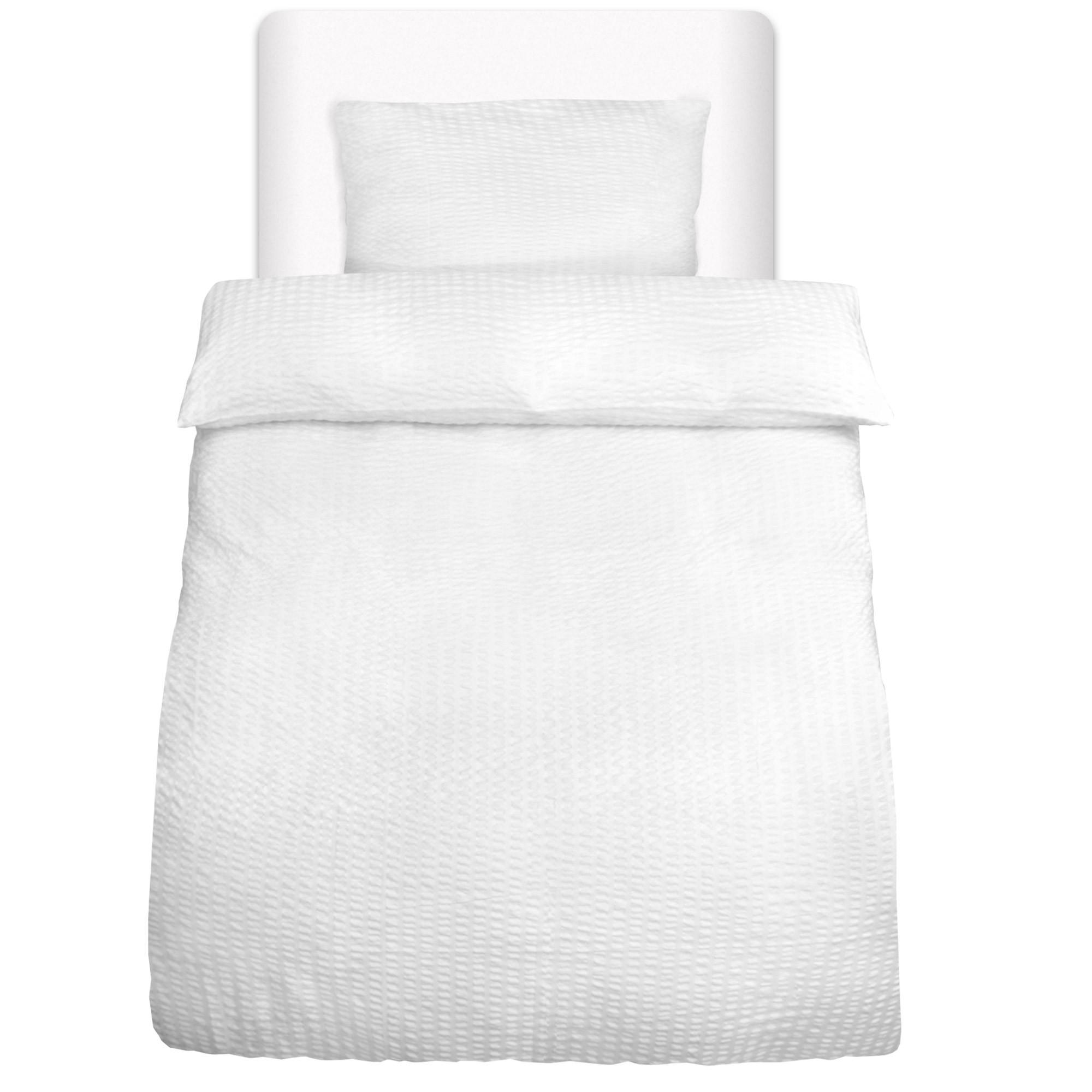 BETTWÄSCHE Meline 155/220 cm + Kissenbezug 40/80 cm Weiß Seersucker - Weiß, Textil (40/80cm) - Beautissu 