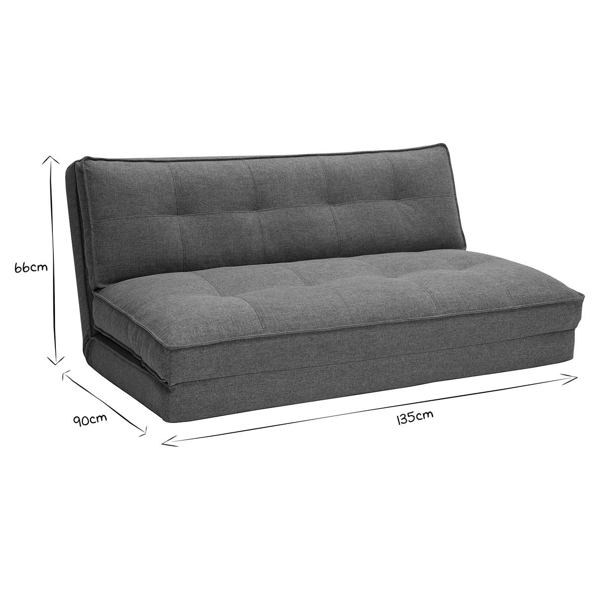 SCHLAFSOFA 2-Sitzer Stoff Grau SALLY - Blaugrau, Textil (90/66/135cm) - Miliboo