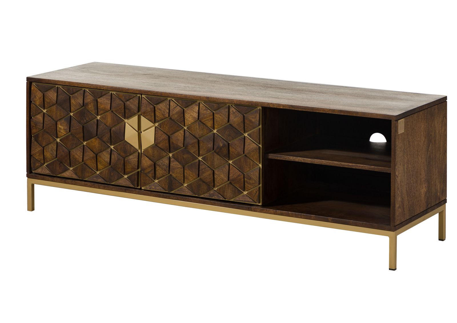TV-BOARD Mango 145x45x50 braun geölt DIAMOND #206 - Braun, Holz (145/50/45cm) - Massivmoebel24