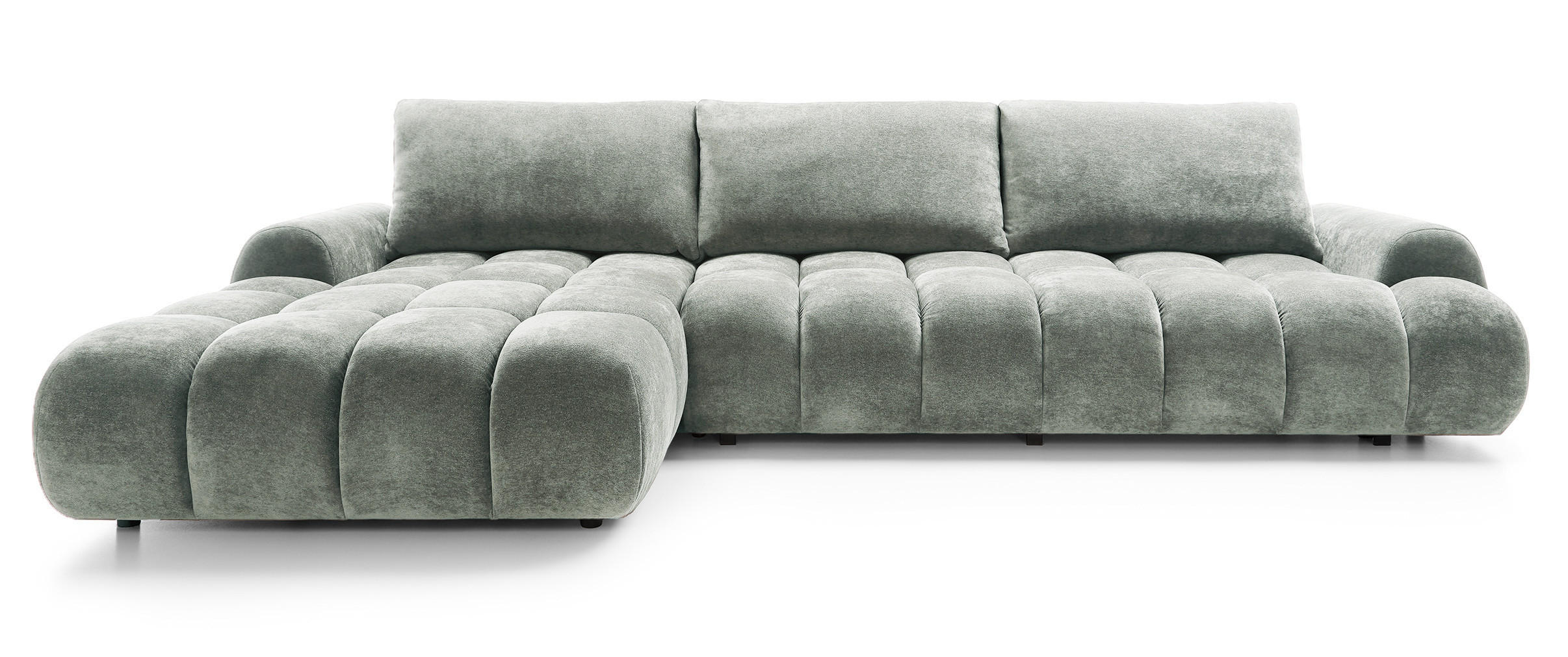 ECKSOFA 340 cm Valerio II, Schlaffunktion, Bettkasten, Links, Hellgrau - Hellgrau, Holz (340/177cm) - Emporius
