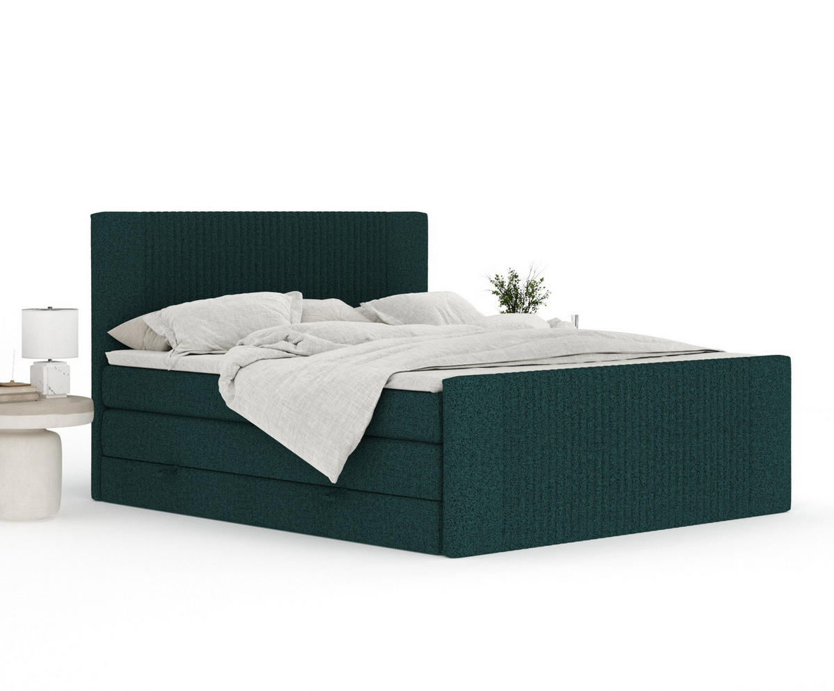 BOXSPRINGBETT Bergamo Grün 160/200 cm - Schwarz/Grün, Holz/Holzwerkstoff (160/200cm) - Maison de Reve