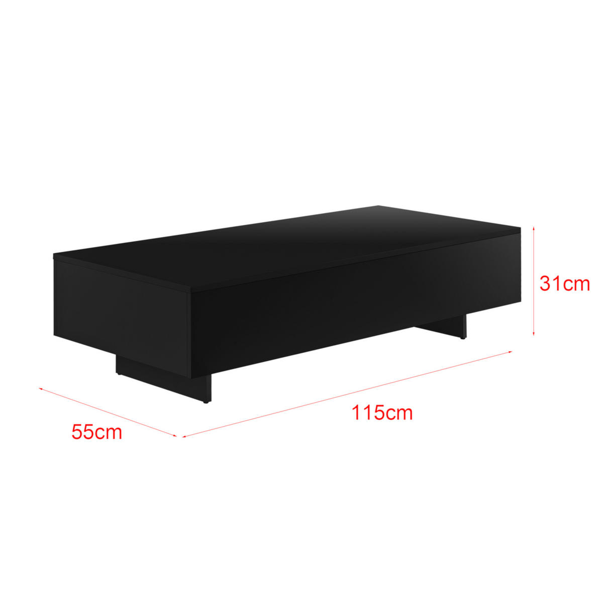 COUCHTISCH Lärketorp 115/55/31 - Schwarz Hochglanz, Holzwerkstoff (55/115/31cm) - [en.casa]