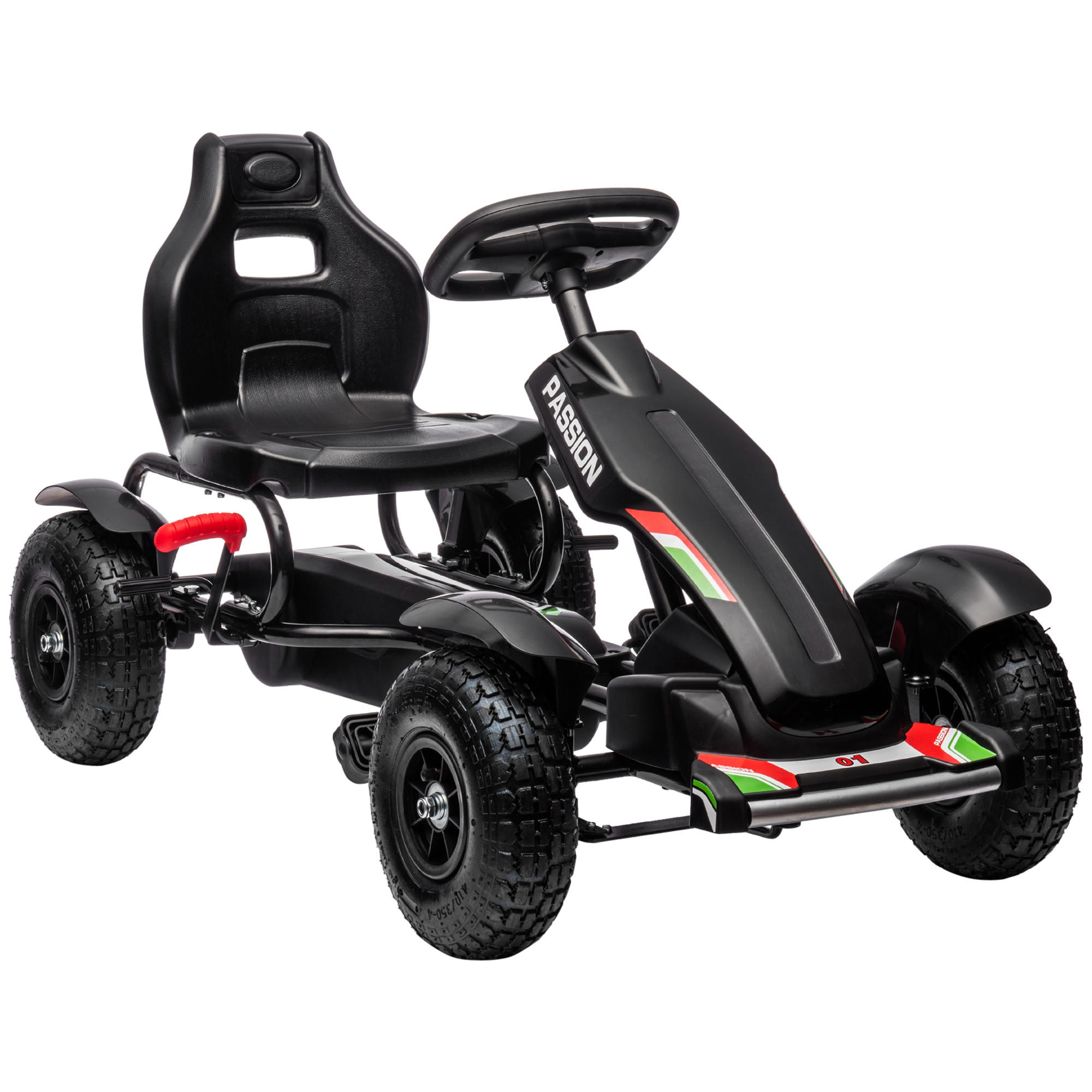 KINDER GO KART TRETAUTO, Schwarz, Kunststoff+ Metall - Schwarz, Metall (121/58/61cm) - HOMCOM