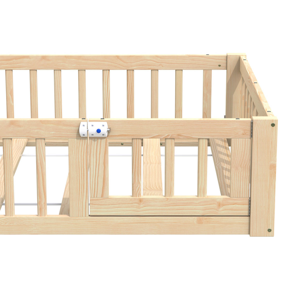 KINDEREINZELBETTEN aus Kiefernholz 90x200 cm in Natur mit Sicherheitsgitter - Naturfarben, Holzwerkstoff (90/200cm) - Modfu