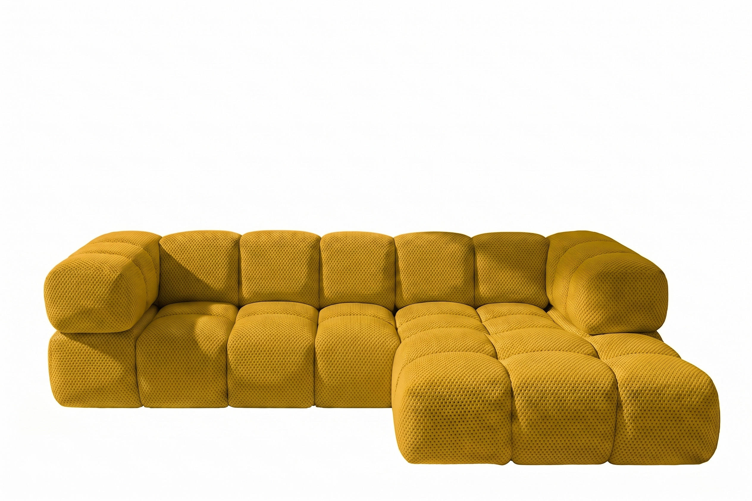 ECKSOFA L-FORM, Strukturierter Premiumstoff Sonic, Senffarbe, Rechts, Averro - Gelb, Holz (280/150cm) - Kaiser Möbel