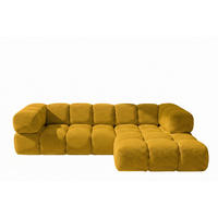 ECKSOFA L-FORM, Strukturierter Premiumstoff Sonic, Senffarbe, Rechts, Averro - Gelb, Holz (280/150cm) - Kaiser Möbel