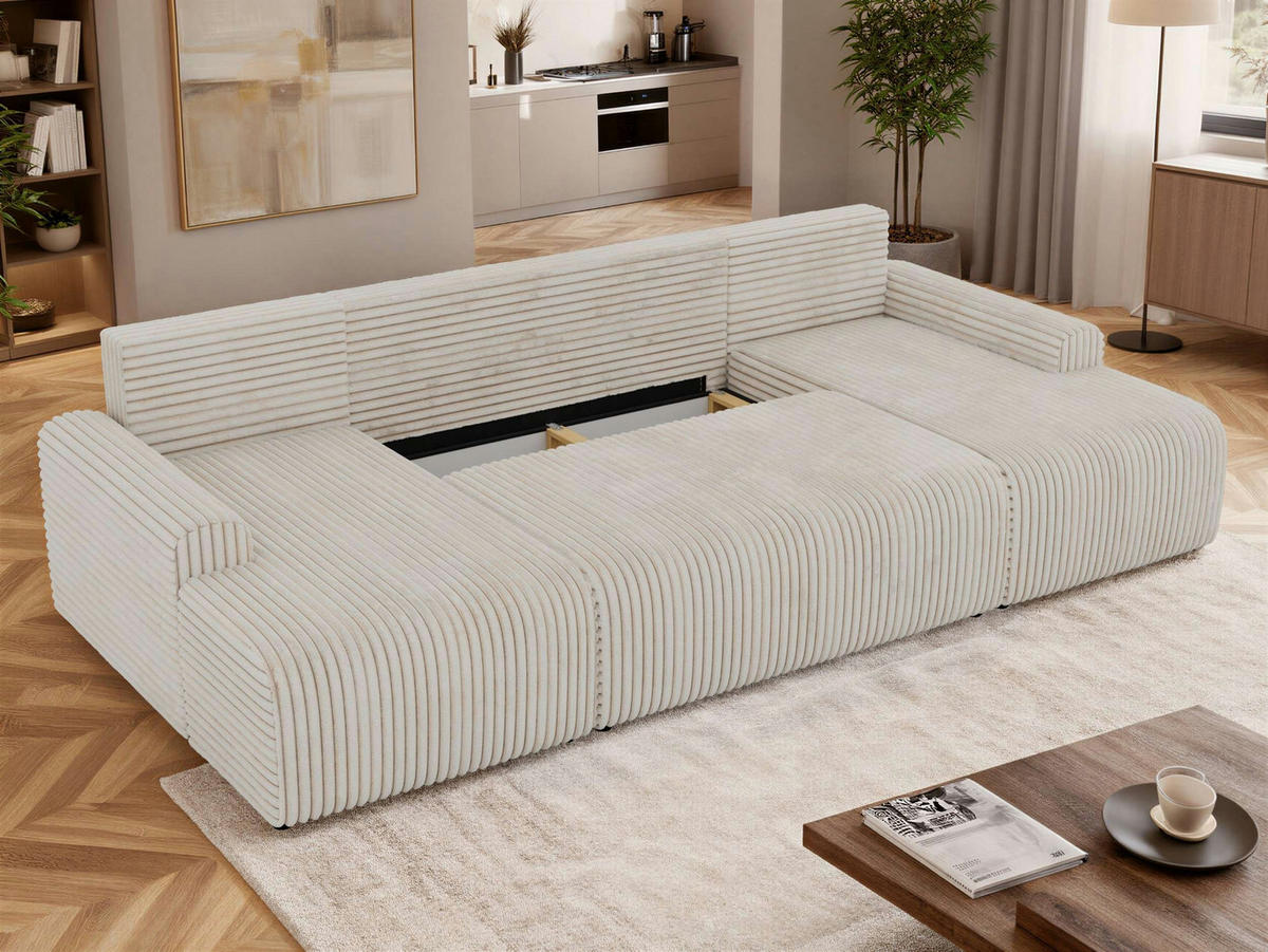 SEDACIA SÚPRAVA NESSARO U Béžová Manšester - čierna/béžová, textil/plast (312/92/151cm) - MKS
