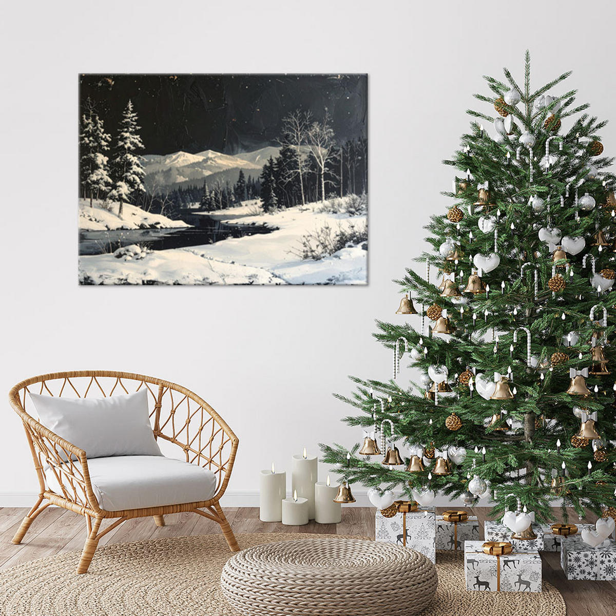 LEINWANDBILD Weihnachten 60x40cm - Schwarz, Textil (60/40cm) - Feeby