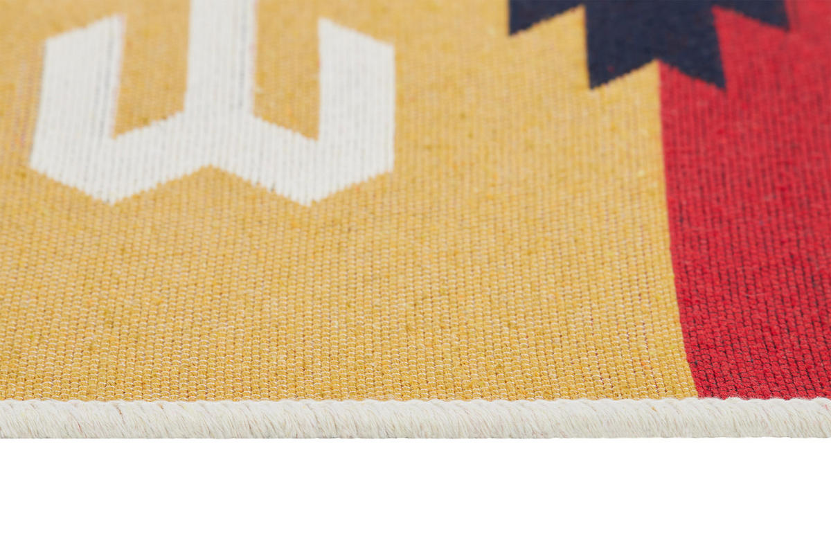 TEPPICH AZTECA Rot Gelb Grau Schwarz 80/300 cm - Gelb/Rot, Naturmaterialien (80/300cm) - Tapiso