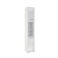 BADSCHRANK Kiko Weiß 30 x 195 cm - Weiß Hochglanz/Weiß, Holzwerkstoff (30/195/30cm) - Vicco