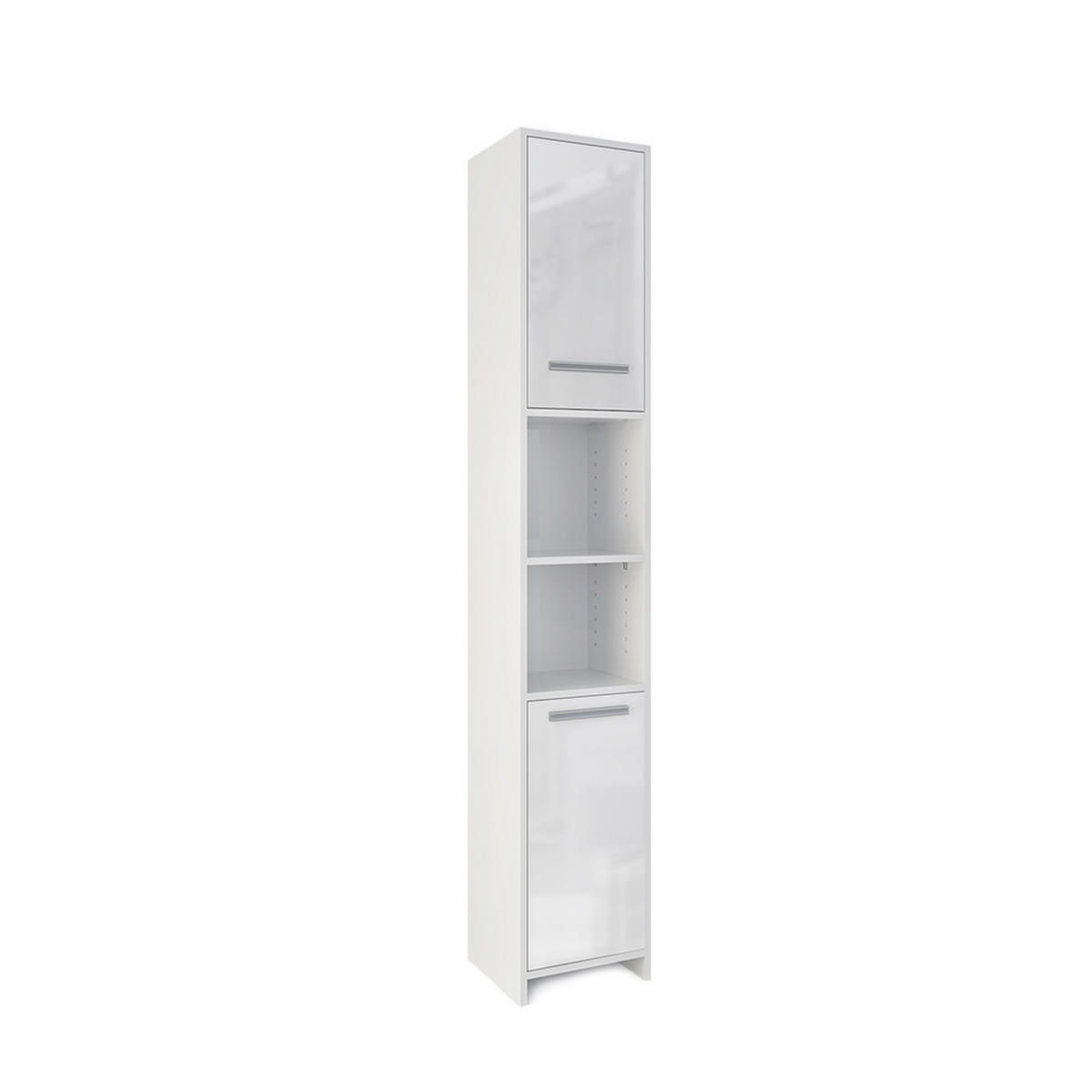 BADSCHRANK Kiko Weiß 30 x 195 cm - Weiß Hochglanz/Weiß, Holzwerkstoff (30/195/30cm) - Vicco