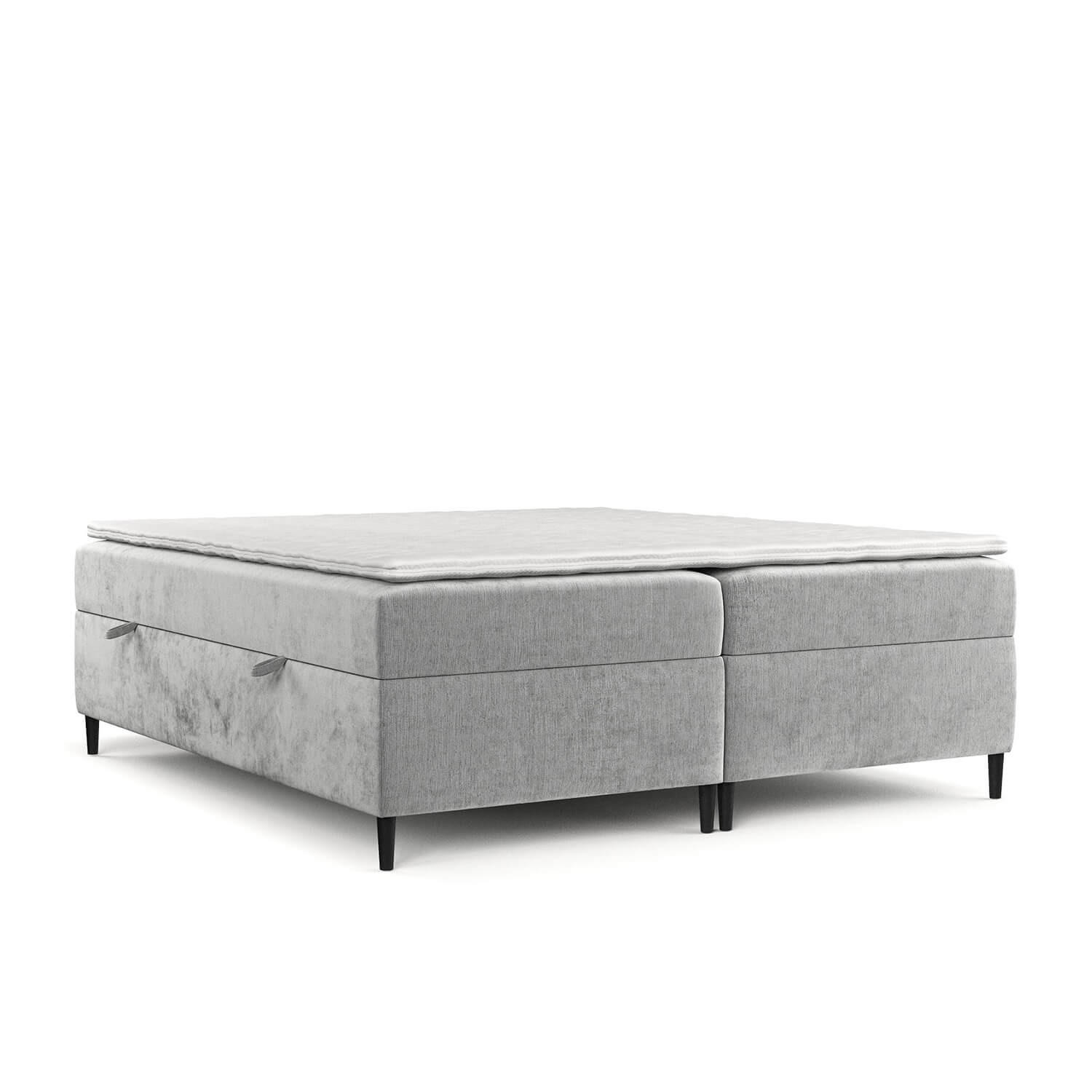 BOXBETT Theo 160/200 cm Hellgrau im Lotta Stoff - Hellgrau/Schwarz, Holz/Holzwerkstoff (160/200cm) - AltaBeds