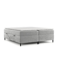 BOXBETT Theo 180/200 cm Hellgrau im Lotta Stoff - Hellgrau/Schwarz, Holz/Holzwerkstoff (180/200cm) - AltaBeds