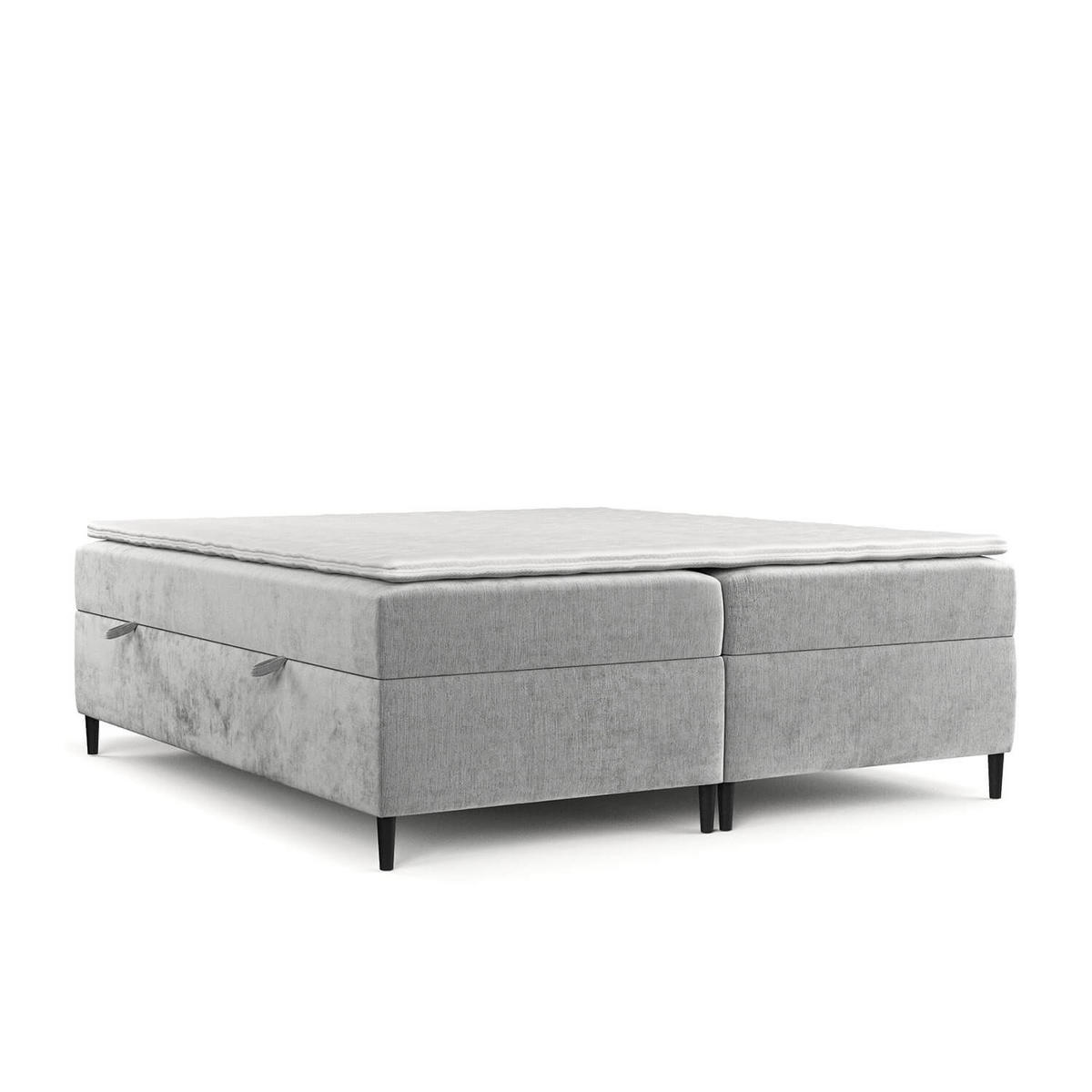 BOXBETT Theo 180/200 cm Hellgrau im Lotta Stoff - Hellgrau/Schwarz, Holz/Holzwerkstoff (180/200cm) - AltaBeds