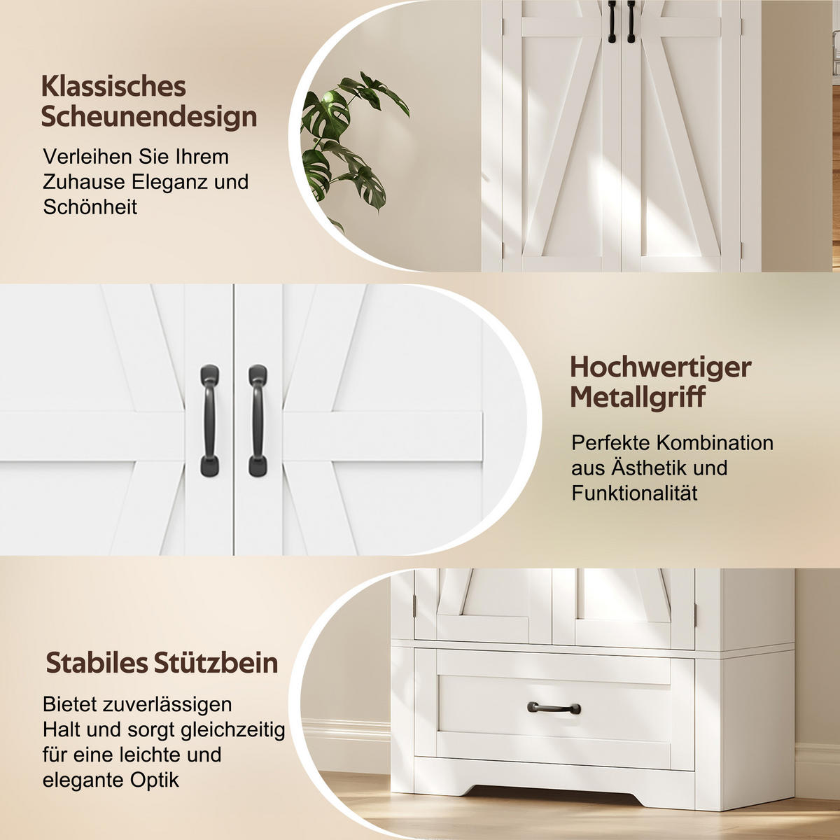 HIGHBOARD DE-38755 80/35/183 cm 2 Türen und 1 Schublade Weiß - Weiß, Holzwerkstoff (80/183/35cm) - ComfortXL