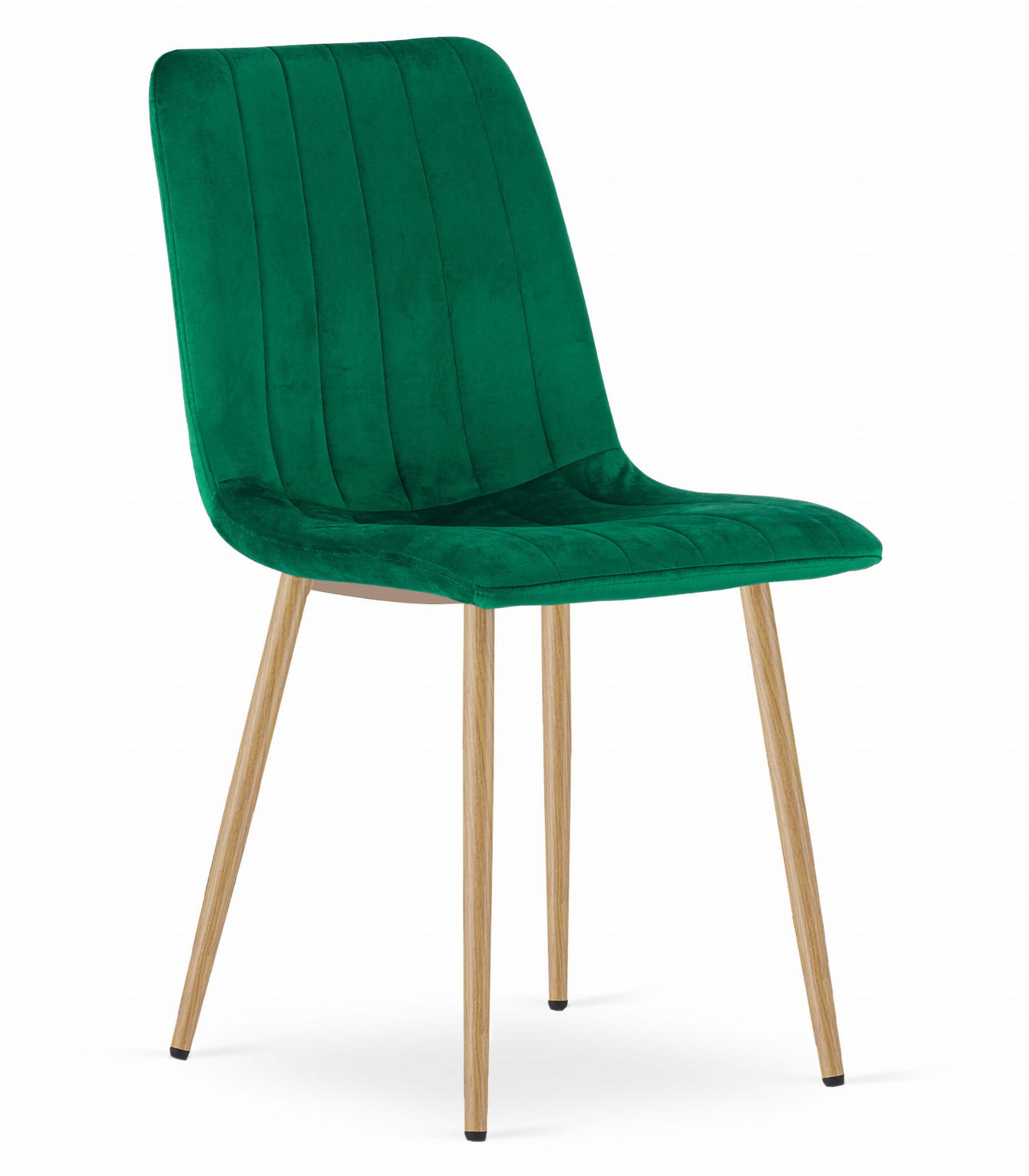 STUHL ORSARA 1 Stück, Grün, Metallbeine in Holzfarbe, mit Samtstoff gepolstert - Grün, Textil/Metall (43/90/51cm) - Komodee