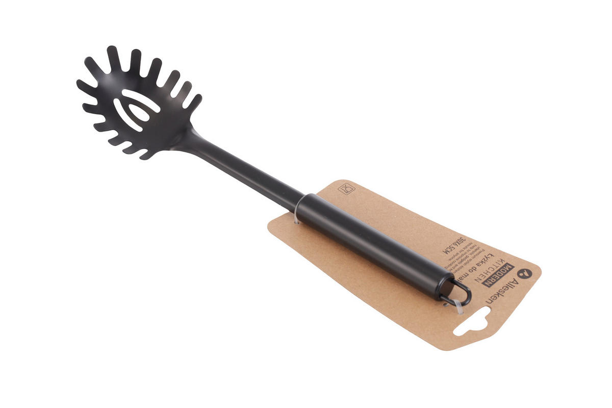 NUDELLÖFFEL Modern Kitchen Schwarz 30/6.5/4 cm Metall - Schwarz, Metall (30cm) - Mondex