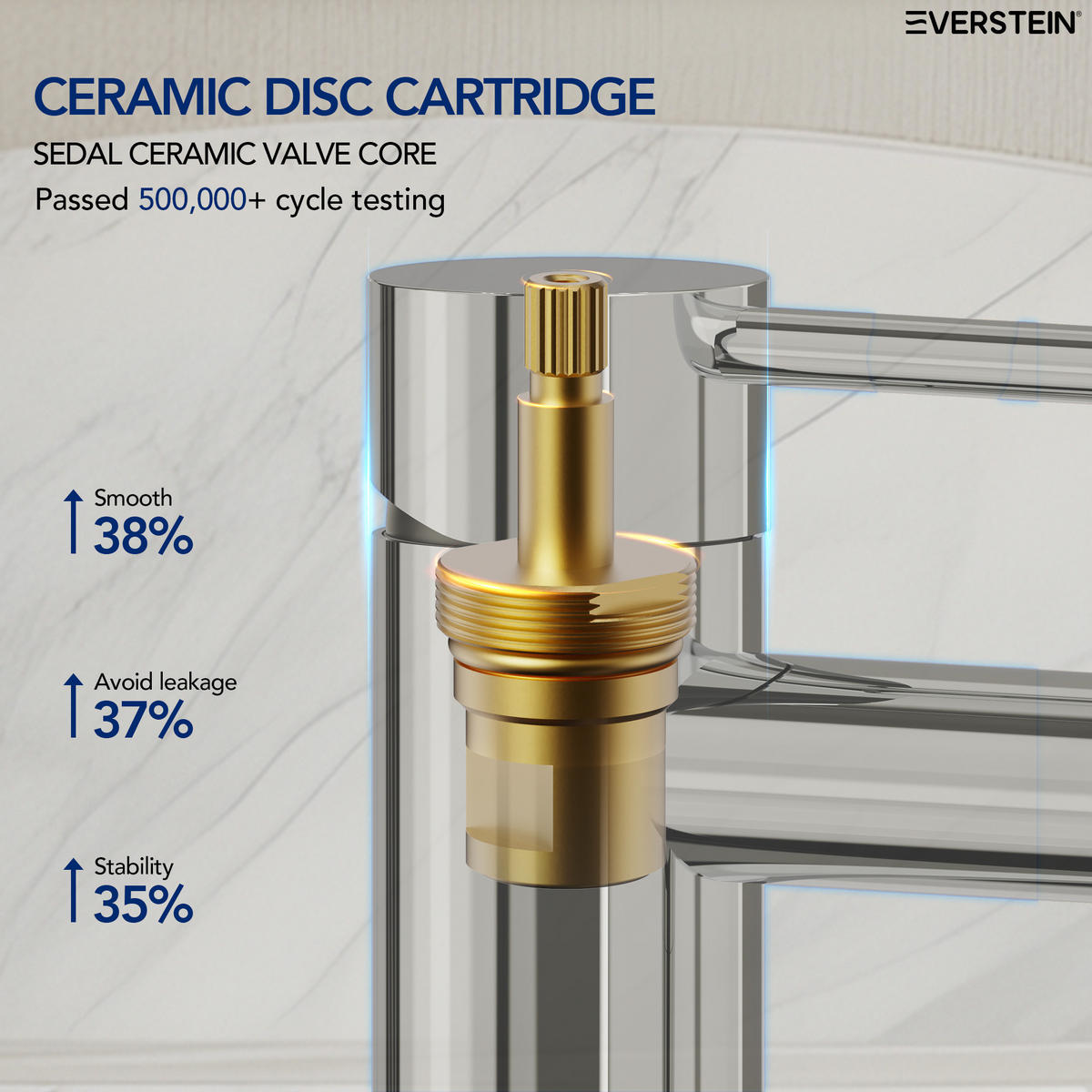 WASCHTISCHARMATUR SFS-5001 Chrom, mit Pop-up, Einhebel, Messing, Perlator, 105 mm Auslaufhöhe, 125 mm Ausladung - Chromfarben, Metall (5/18/15.2cm) - Everstein