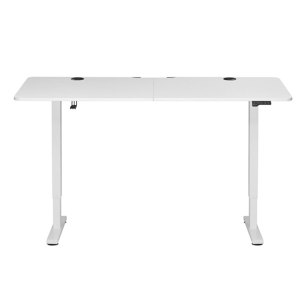 SCHREIBTISCH Office Stand weiß 140x60 cm höhenverstellbar - Weiß, Holz (60/140/117cm) - Juskys