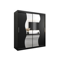 SCHWEBETÜRENSCHRANK 200/180/62 2-türig - Silberfarben/Schwarz, Holz/Kunststoff (180/200/62cm) - Abiks Möbel