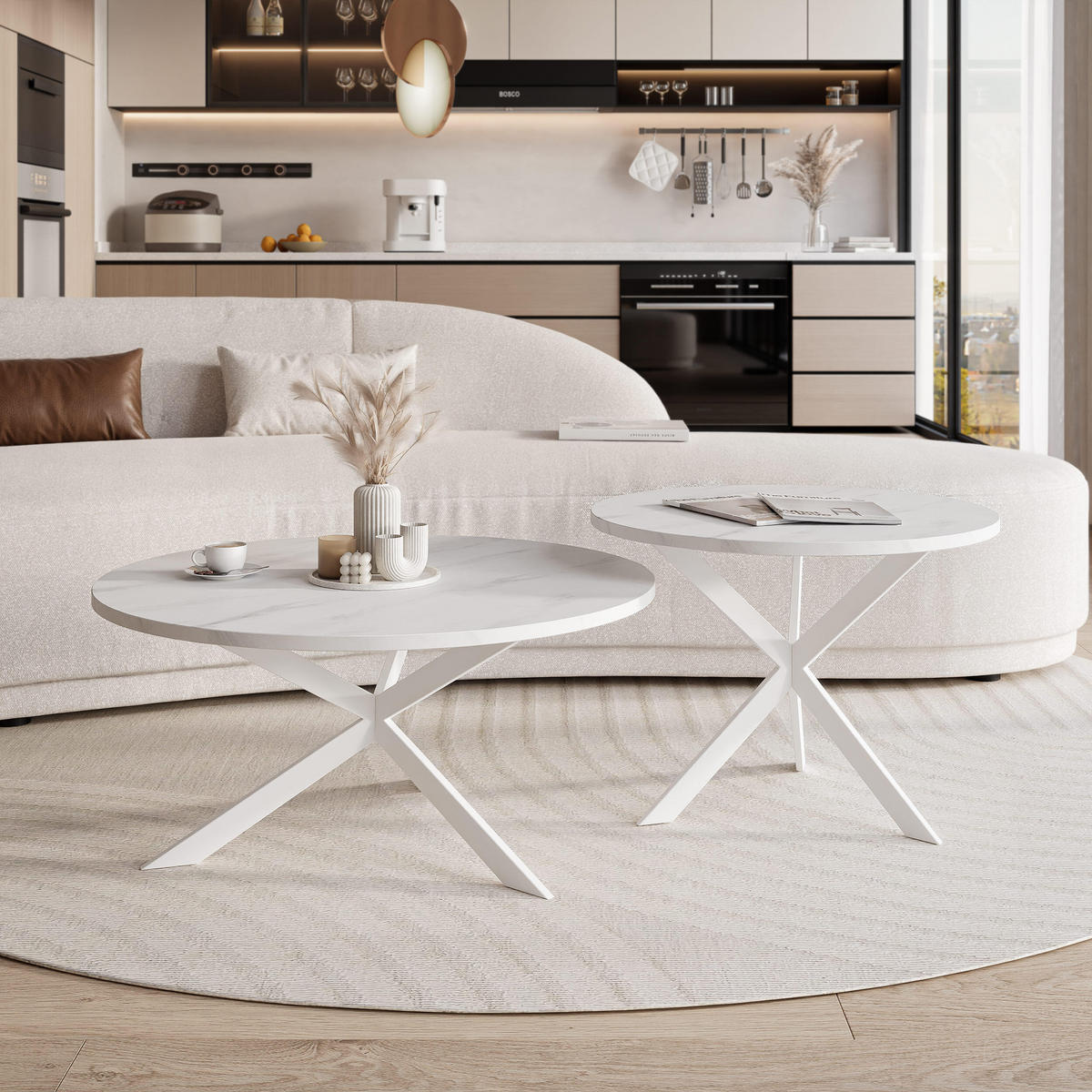 COUCHTISCH rund auf MDF, Weiß - Weiß, Holzwerkstoff (75/75/36cm) - Idohome