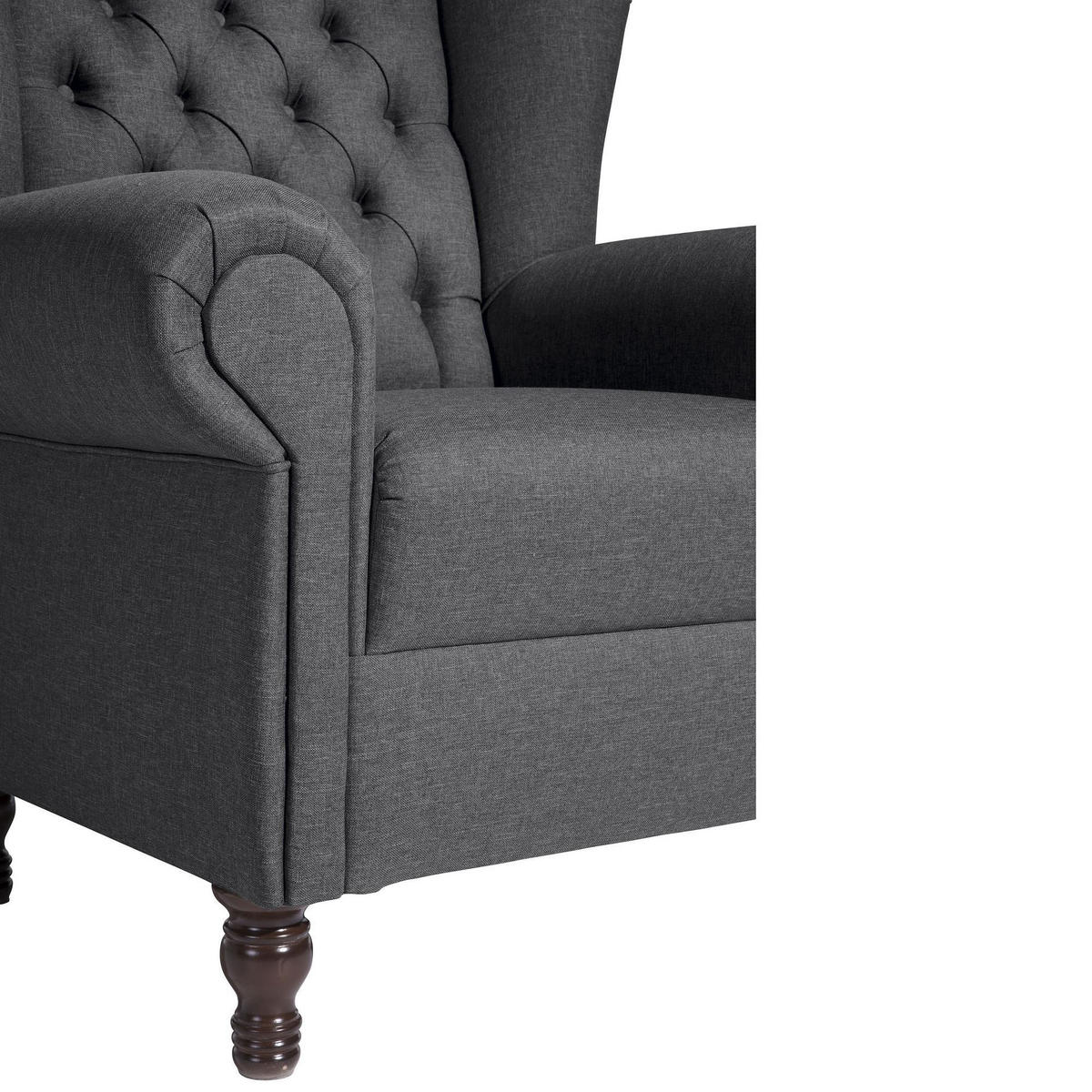 OHRENBACKENSESSEL Katreen Bezug Flachgewebe Buche nussbaum dunkel / graphit - Graphitfarben, Kunststoff (91/101/90cm) - 58aufmkessel