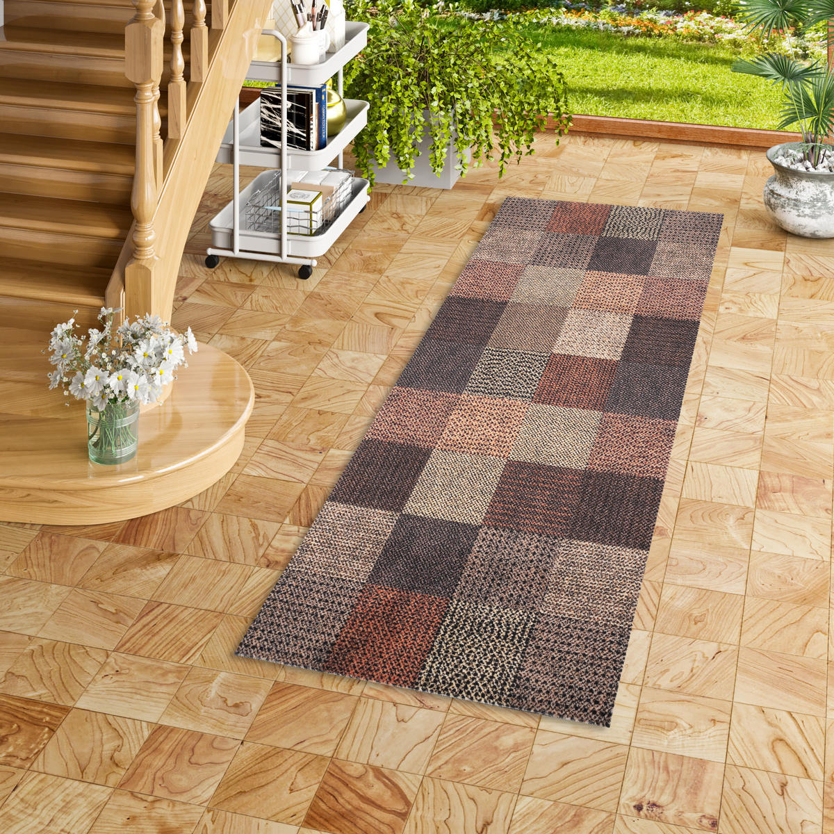 KÜCHENLÄUFER TEPPICH TRENDY KARO - Braun, Textil (45/145cm) - Pergamon