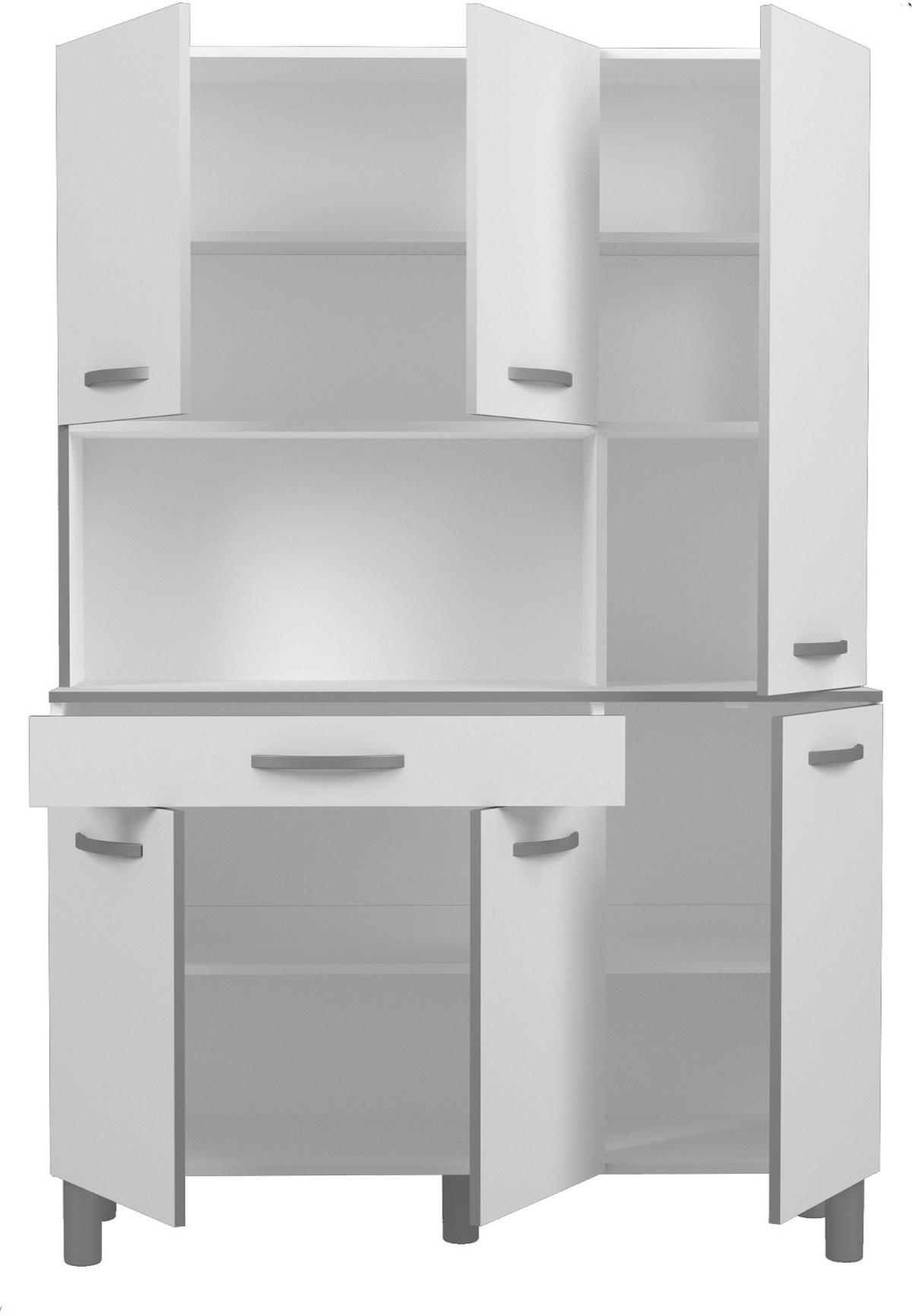MINIKÜCHE Set 2-tlg. weiß, grau mit Buffet und Mehrzweckschrank - Multicolor, Holzwerkstoff (180/181/44cm) - Parisot Meuble