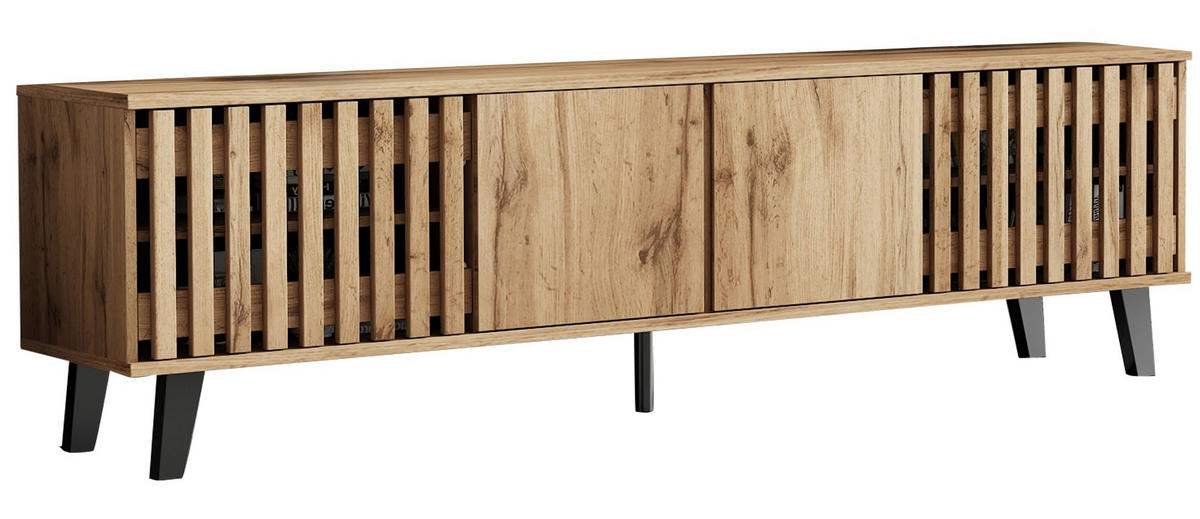 WOHNWAND / Lowboard 180/40/55 cm mit Sideboard 150/40/95 cm in Naturholzoptik - Hellbraun, Holzwerkstoff (180/55/40cm) - BEAOK
