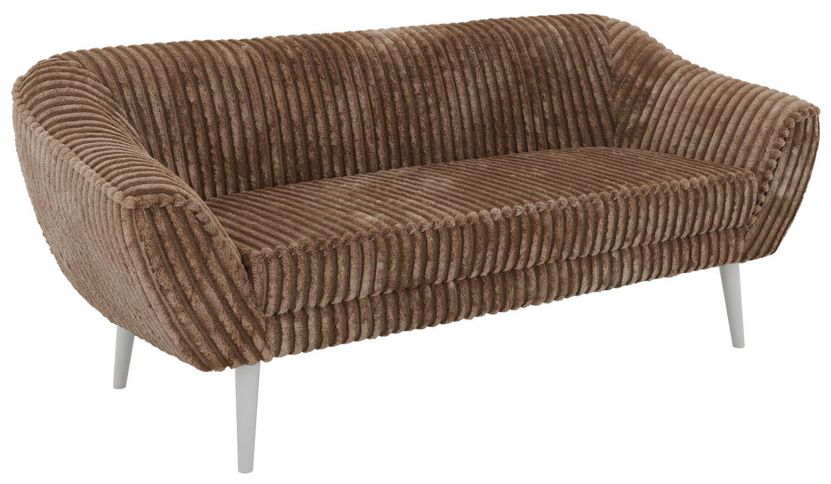 TŘÍMÍSTNÁ POHOVKA PIRS 3 - Hnědá Manšestr - Bílé nohy - bílá/hnědá, kompozitní dřevo/textil (180/75/74cm) - MKS