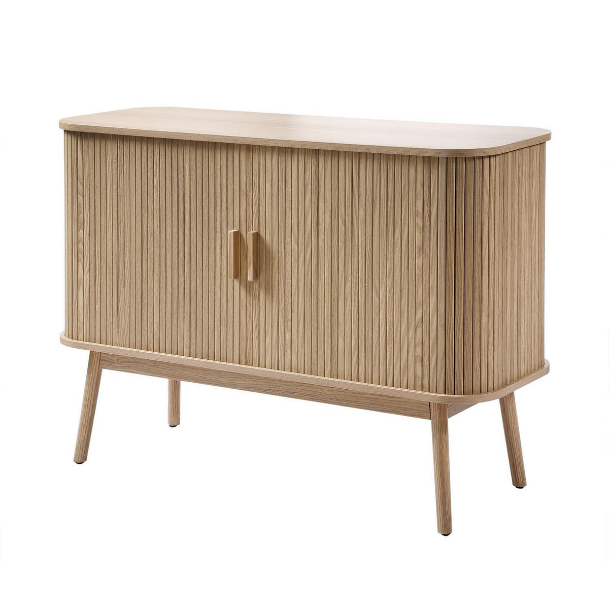 VINTAGE Sideboard Holzdekor 2 Schiebetüren - L110cm - Eiche Bianco, Holzwerkstoff (39/75/110cm) - Calicosy