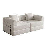 SCHLAFSOFA aus Chenille Khaki 2-in-1 mit Armlehnen-Ablagefach und flexibler Modulnutzung - Naturfarben, Textil (94/49.5/181.6cm) - Modfu