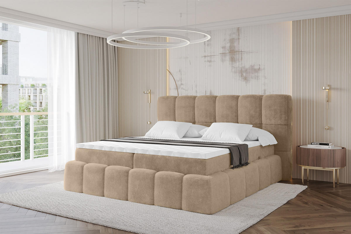 BOXBETT - AURI-H3 - 160x200 Beige Lapitt - Cappuccino, Holzwerkstoff (160/200cm) - ALTDECOR