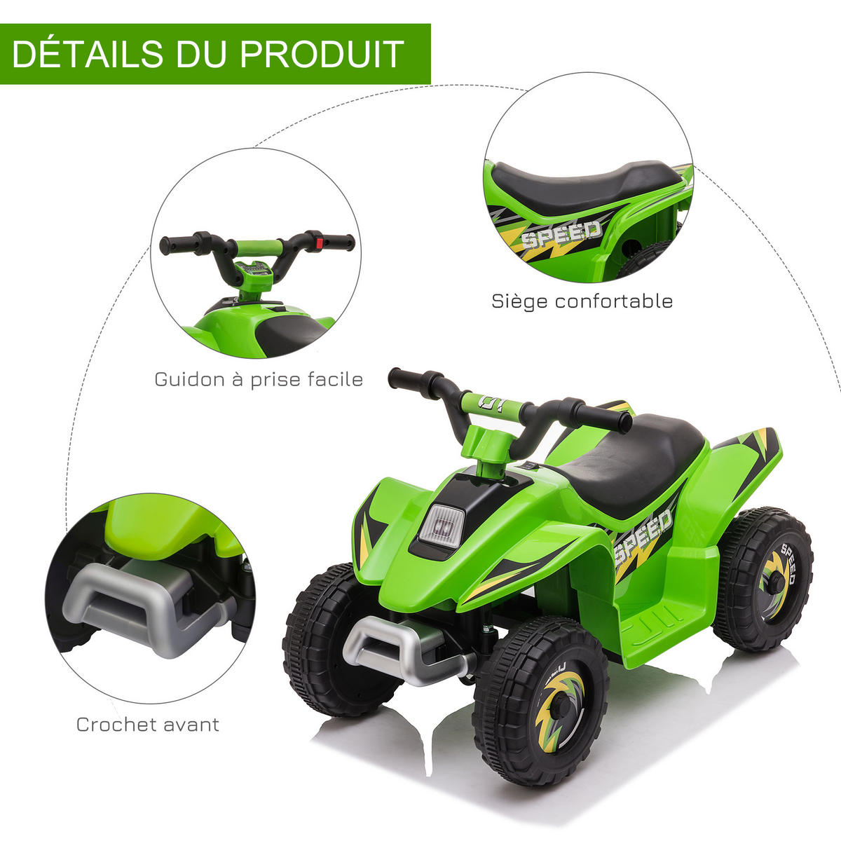 ELEKTRO-QUAD DE-13016 Vor-/Rückwärtsgang Grün - Grün, Kunststoff (72/40/45.5cm) - ComfortXL