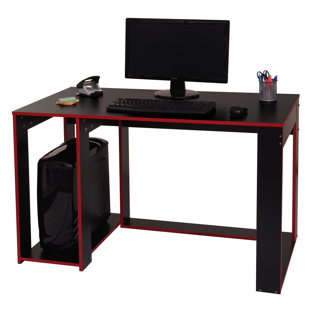 SCHREIBTISCH rechteck Schwarz, Rot - Rot/Schwarz, Holzwerkstoff (60/120/76cm) - MCW