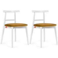 ESSTISCHSTÜHLE LILIO 2 St Vintage, Gelb / weiß - Gelb/Weiß, Holz/Textil (47/76/45cm) - KONSIMO®