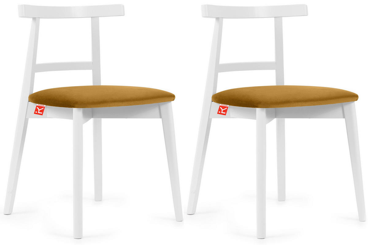 ESSTISCHSTÜHLE LILIO 2 St Vintage, Gelb / weiß - Gelb/Weiß, Holz/Textil (47/76/45cm) - KONSIMO®