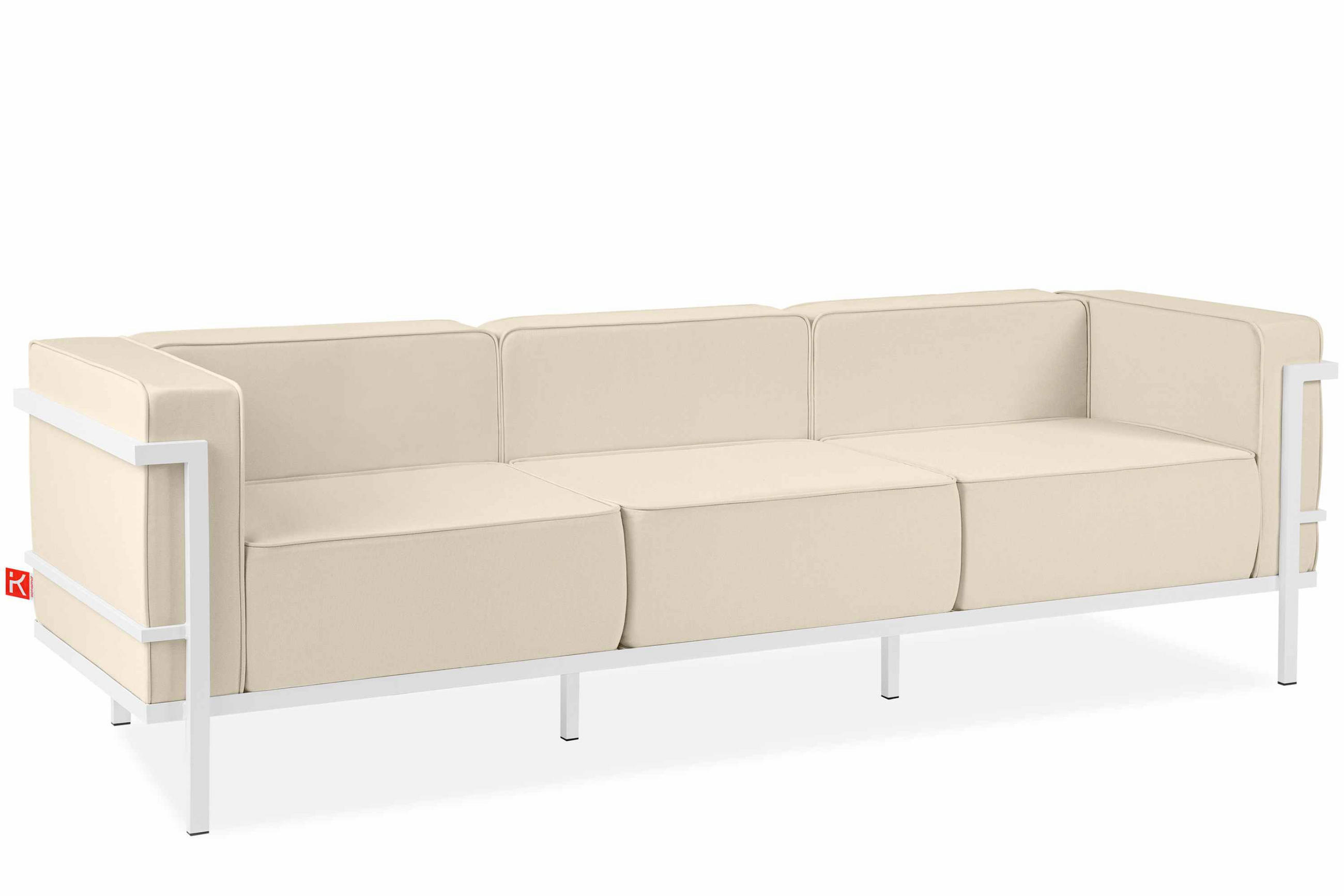 GARTENSOFA TRIGLO 3-Personen, Stahlrahmen, Modern, Weiß/Cremeweiß - Creme/Weiß, Textil/Metall (229/70/69cm) - KONSIMO®