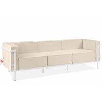 GARTENSOFA TRIGLO 3-Personen, Stahlrahmen, Modern, Weiß/Cremeweiß - Creme/Weiß, Textil/Metall (229/70/69cm) - KONSIMO®