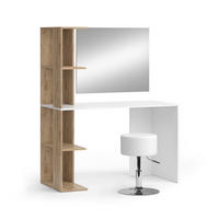 SCHMINKTISCH Tower Weiß/Sonoma 122.2 cm mit Hocker - Weiß/Sonoma Eiche, Holzwerkstoff (122.2/75.8/55.2cm) - Vicco