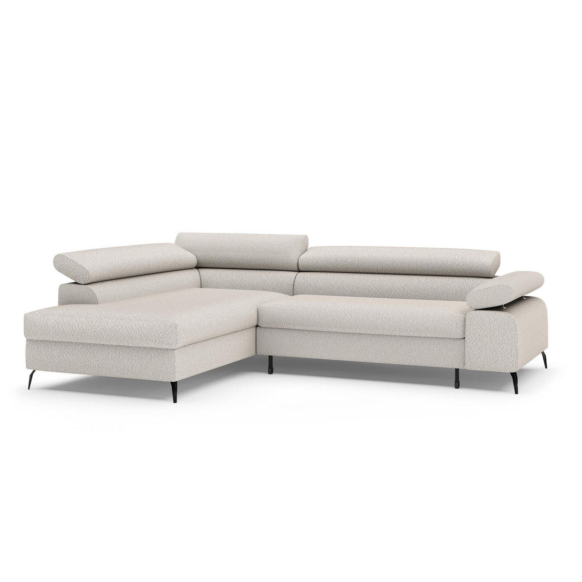 ECKSCHLAFSOFA Mellow mit Bettkasten, Beige, links - Beige/Schwarz, Textil (270/205cm) - Beautysofa