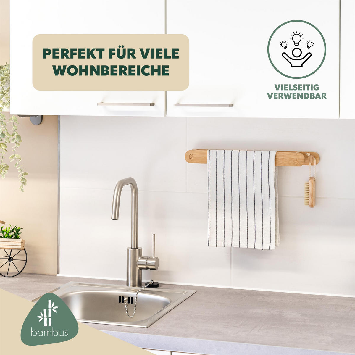 HANDTUCHHALTER, Bambus - Braun, Holz (42/4/5cm) - eluno