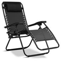 GARTEN-RELAXSESSEL Klappbarer mit Kissen, Schwarz - Schwarz, Metall (60/102/110cm)
