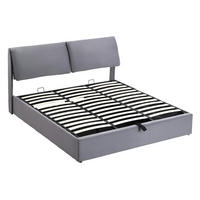 POLSTERBETT 160/200 cm Grau Samt mit hydraulischem Bettkasten und 3 Schubladen - Grau, Textil (160/200cm) - OKWISH
