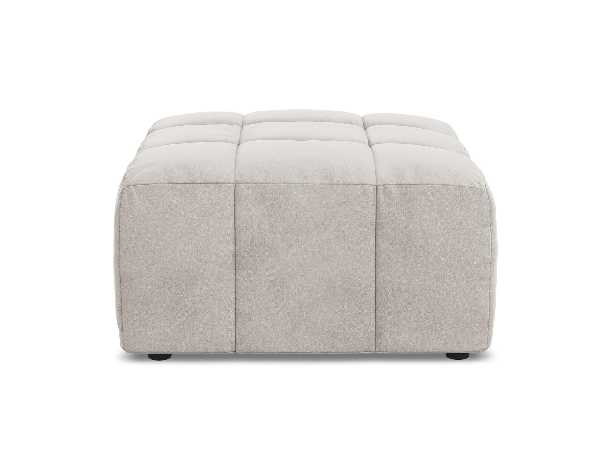POUF Samt Stoff Beige - Creme/Schwarz, Holzwerkstoff/Kunststoff (75/41/90cm) - Makamii