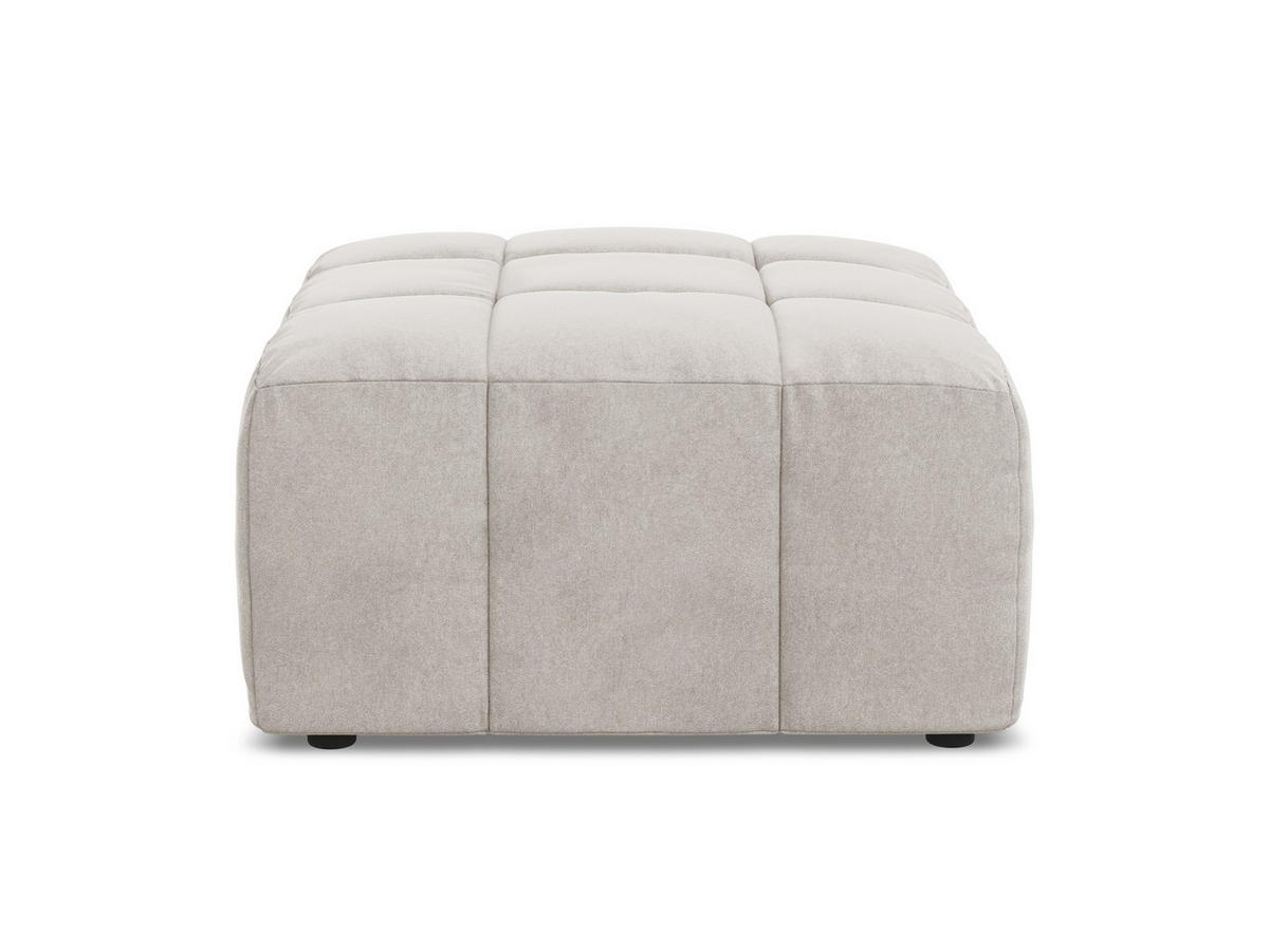POUF Samt Stoff Beige - Creme/Schwarz, Holzwerkstoff/Kunststoff (75/41/90cm) - Makamii