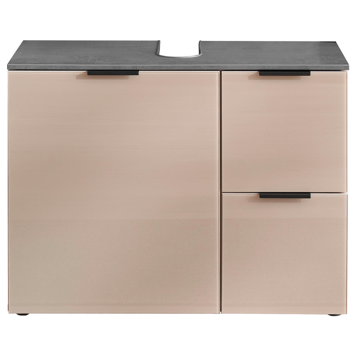 WASCHBECKENUNTERSCHRANK mit 1 Tür - Holzwerkstoff / Glas - Kaschmir / Chromix Anthrazit - Kaschmir/Schwarz, Glas/Holzwerkstoff (80/60/35cm) - home24