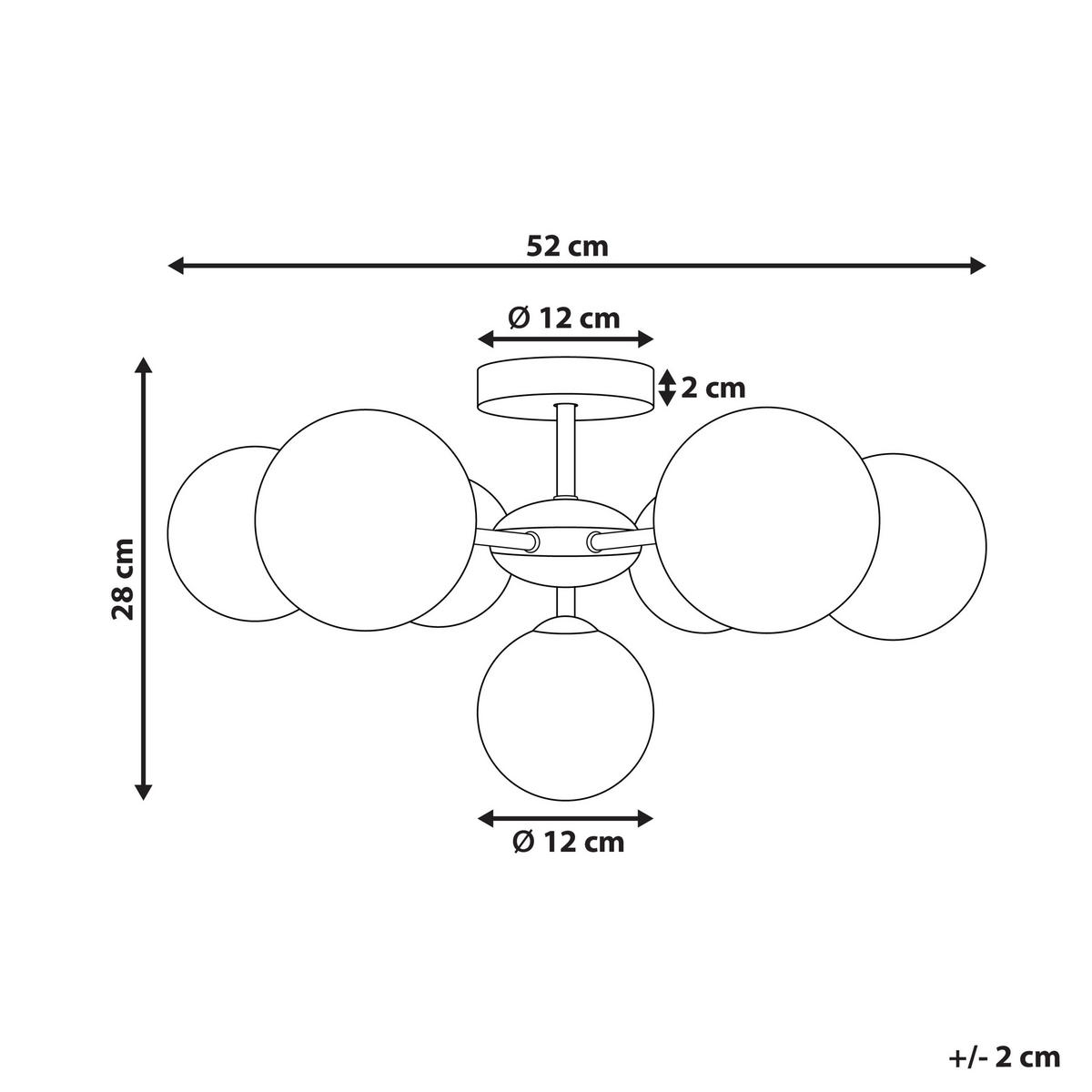 DECKENLAMPE Glas Rosa Anadyr - Dunkelbraun, Glas (52/52/28cm) - Beliani