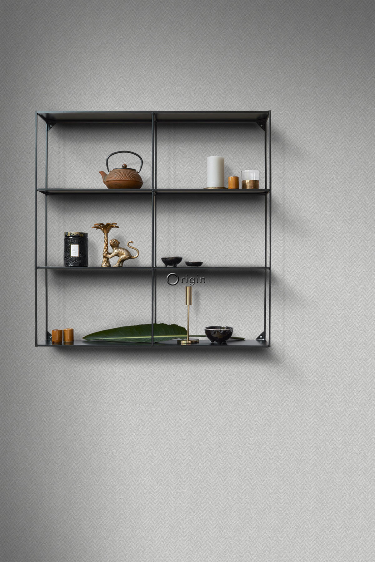 TAPETE Fischgrätmuster 53 cm x 10.05 m - Grau, Papier (53/1000cm) - Origin Wallcoverings