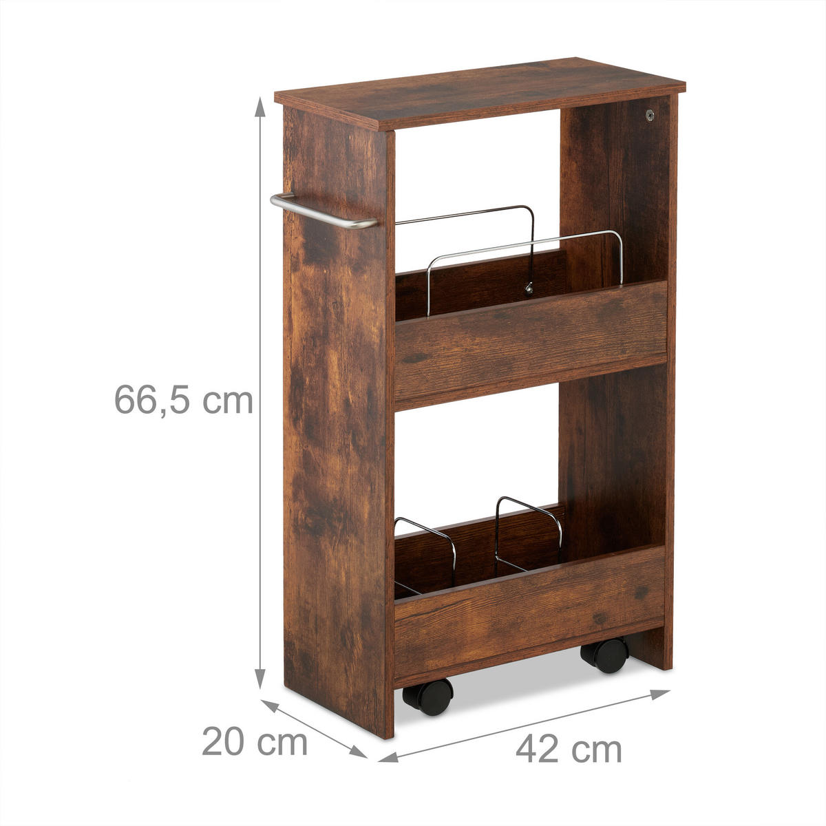 NISCHENWAGEN - Braun, Holzwerkstoff/Kunststoff (42/66.5/20cm) - Relaxdays